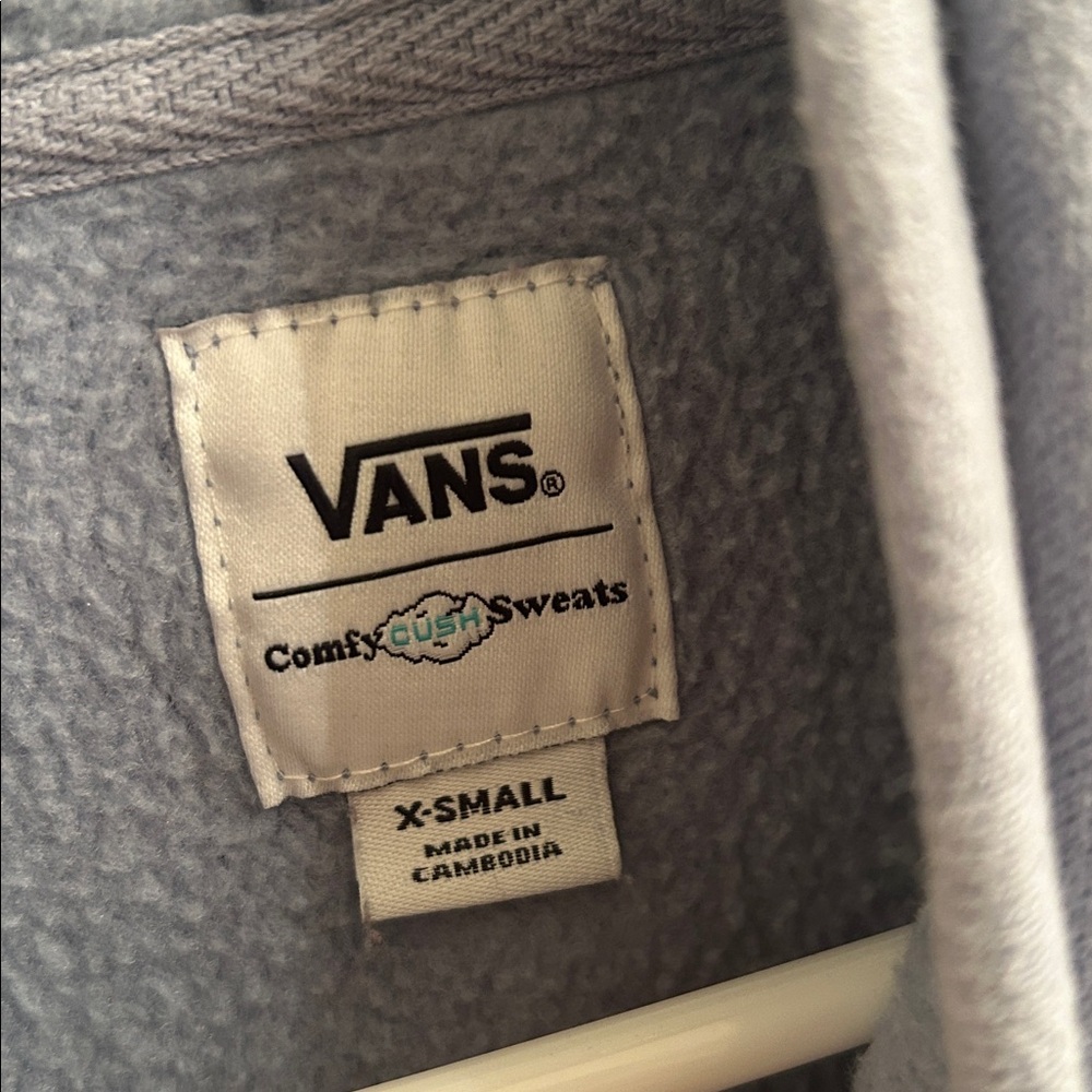 Vans Light Gray-Blue Comfy Hoodie - -Sz XS with Kangaroo Pocket - Picture 4 of 5